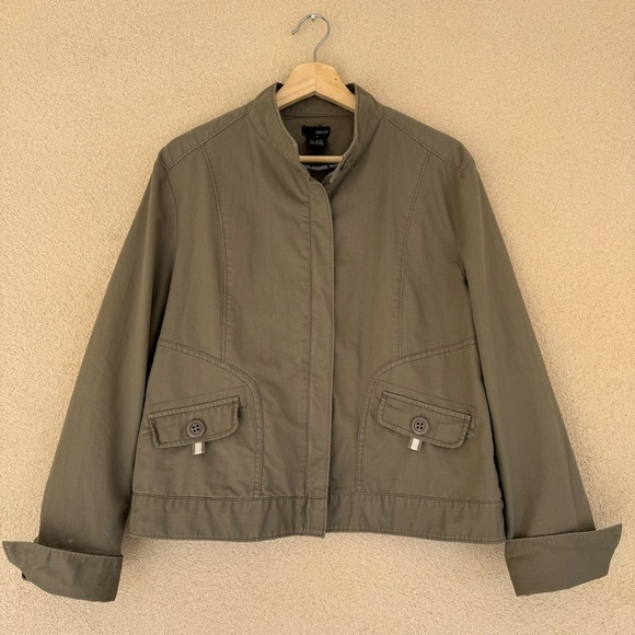 Kenzie cotton, lightweight, zip up jacket in sage | Sz 14 - Picture 2 of 8